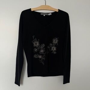 Black V-Neck Sweater for Women